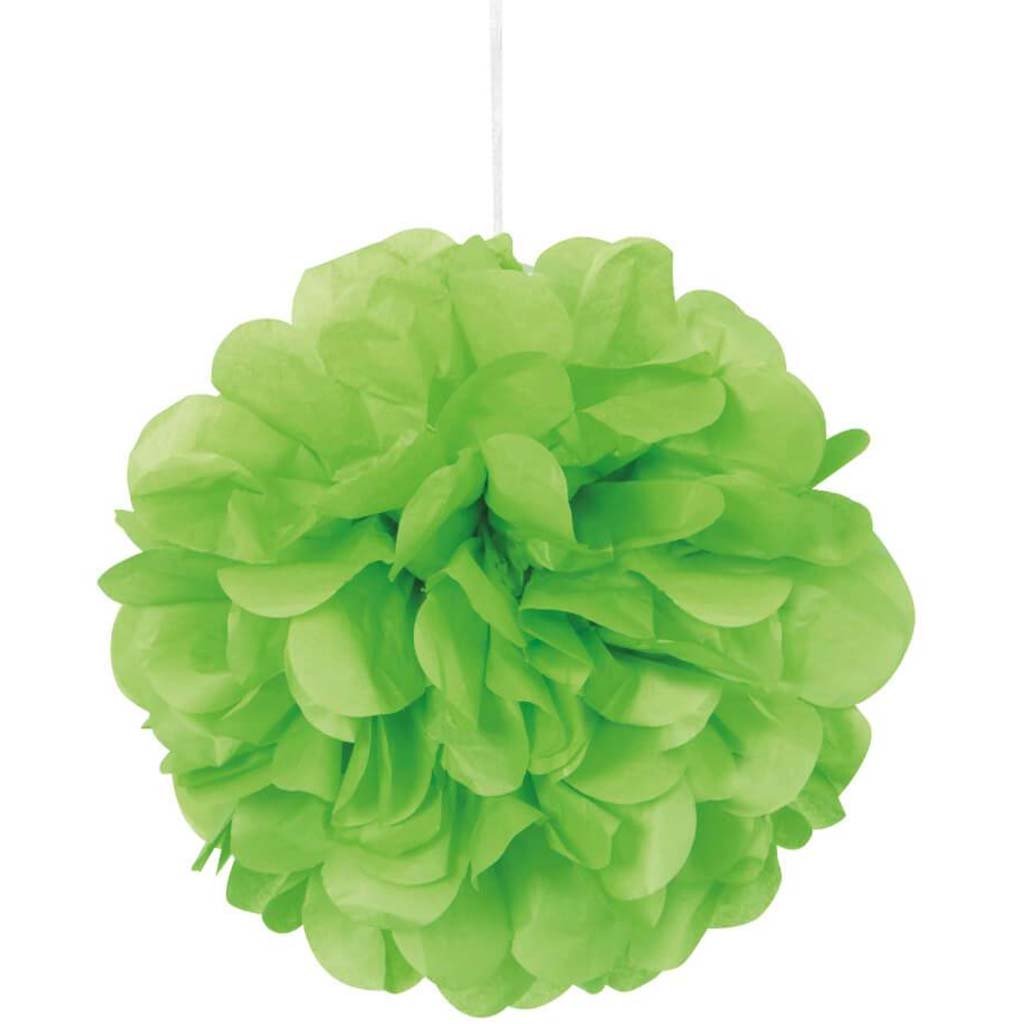 Lime Green 9in Paper Puff Decorations x 3