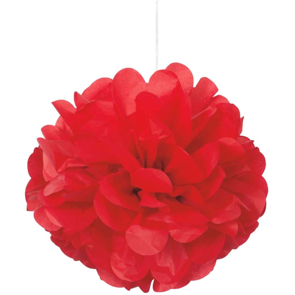 Mini Puff Tissue BallsDecorations 3ct, Ruby Red 