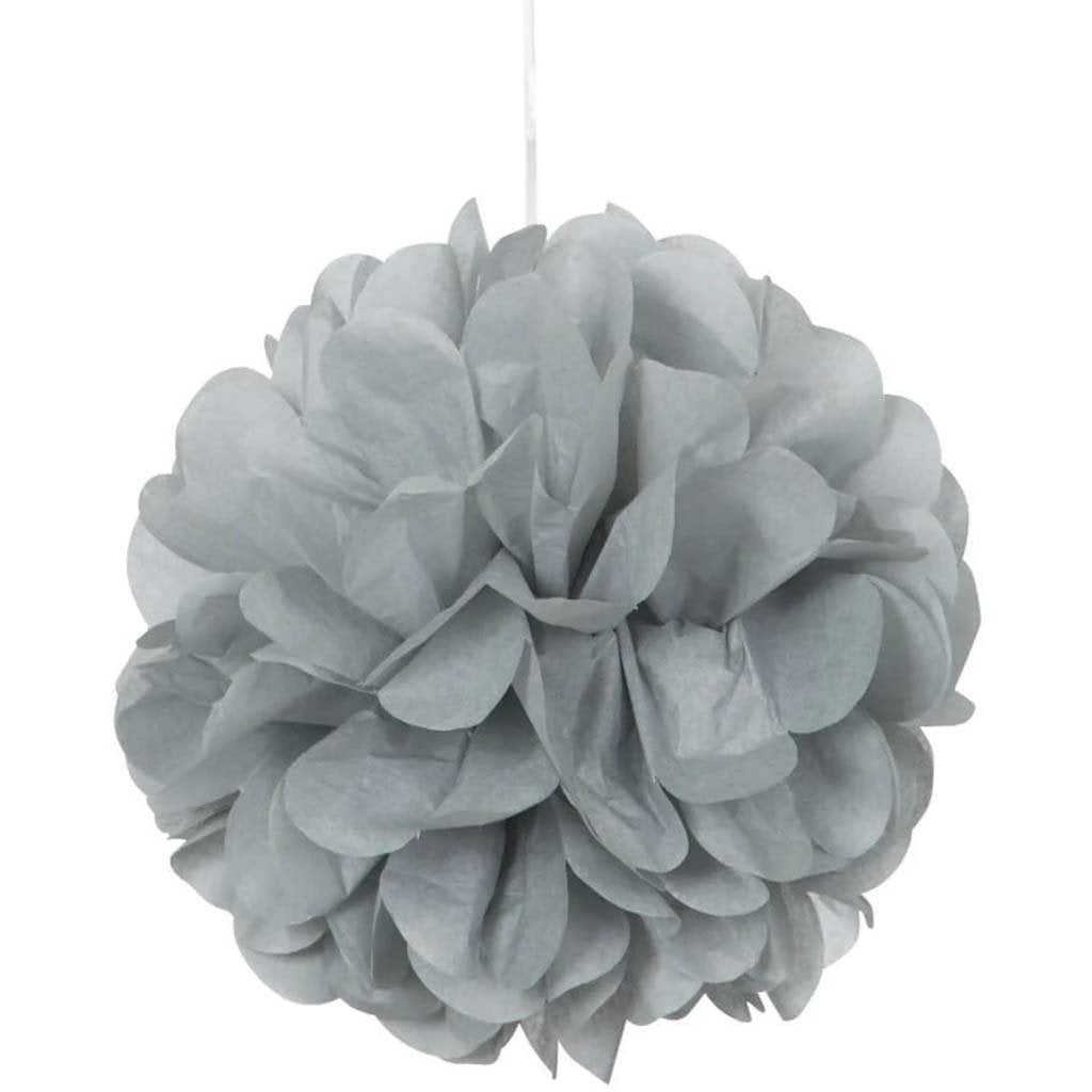 Mini Puff Tissue Balls Decorations 3ct, Silver 