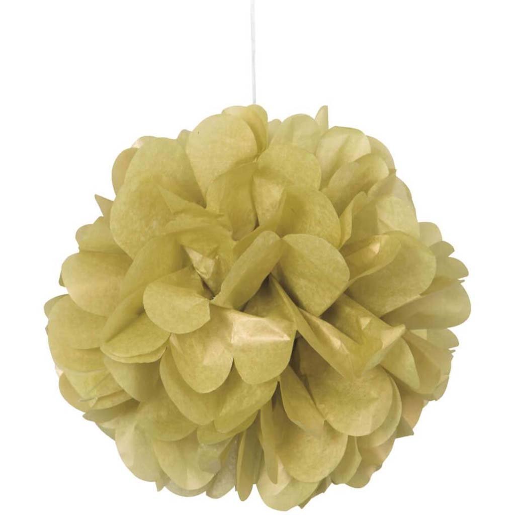 Mini Puff Tissue Balls Decorations 3ct, Gold 