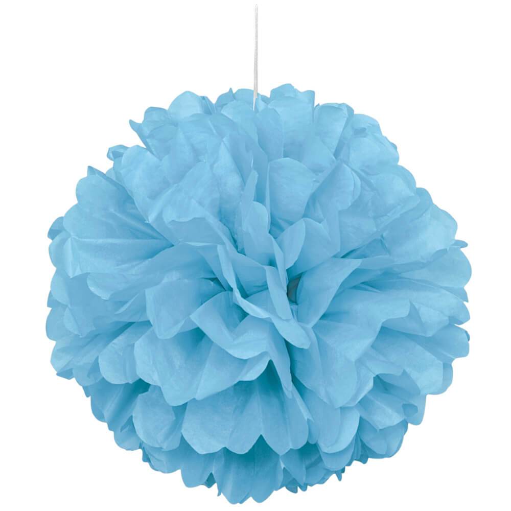 Mini Puff Tissue Balls Decorations 3ct, Powder Blue 