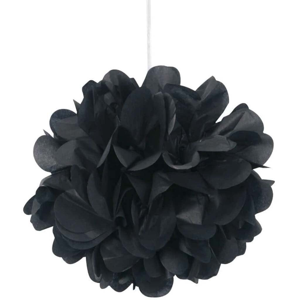 Mini Puff Tissue Balls Decorations 3ct, Black 