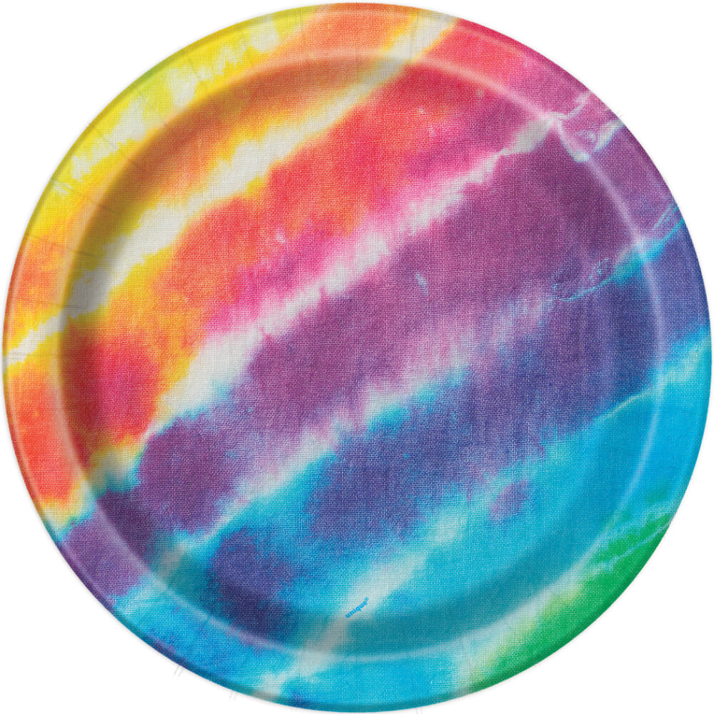 Round Dessert Plates 7in 8ct, Tie Dye 