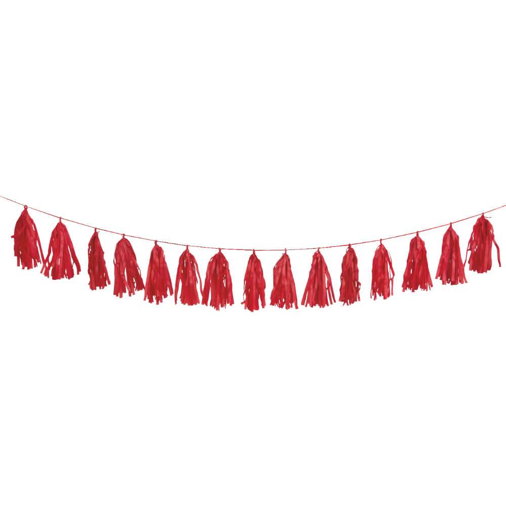 Tissue Tassel Garland 9ft, Red 