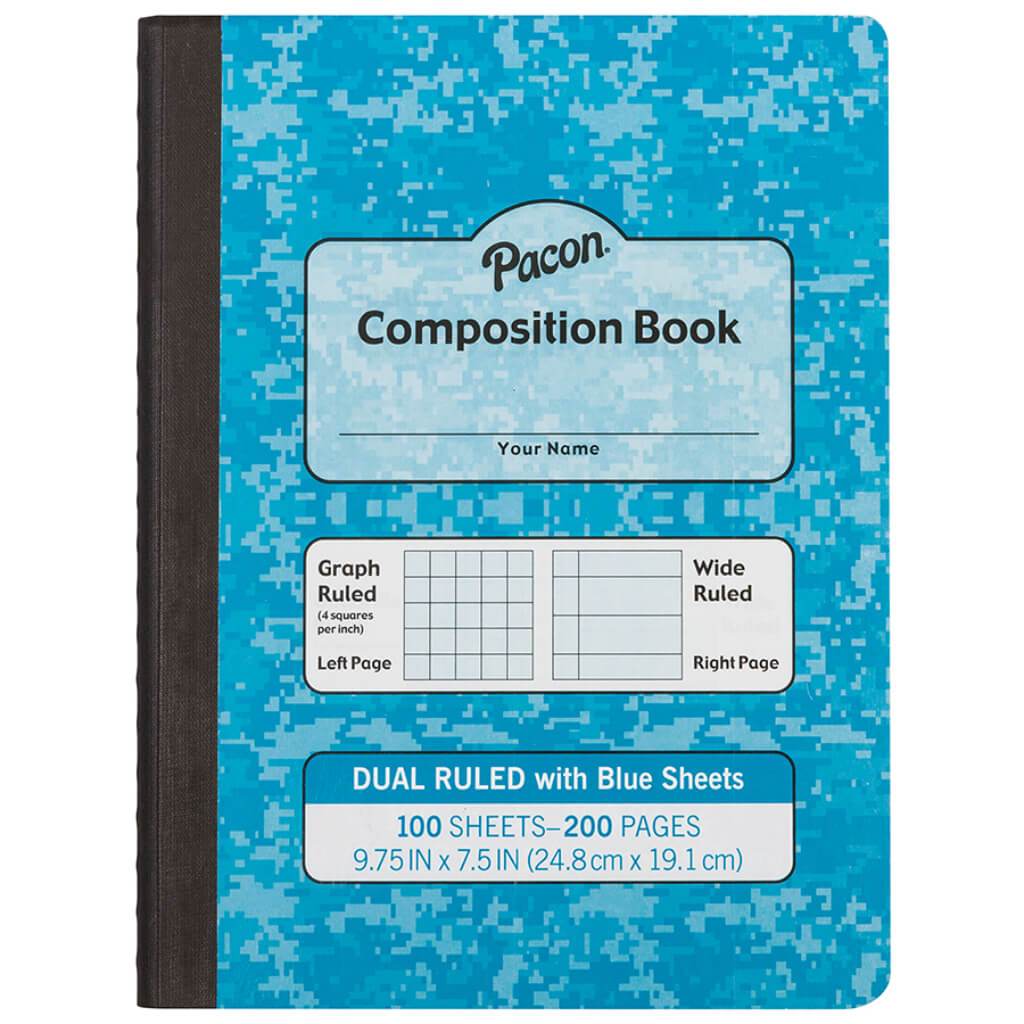 Dual Ruled Composition Book 9.75in x 7.5in Blue