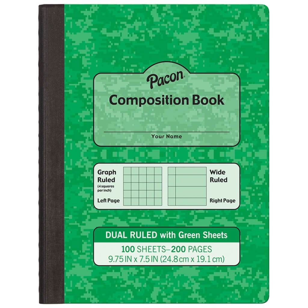 Dual Ruled Composition Book 9.75in x 7.5in Green