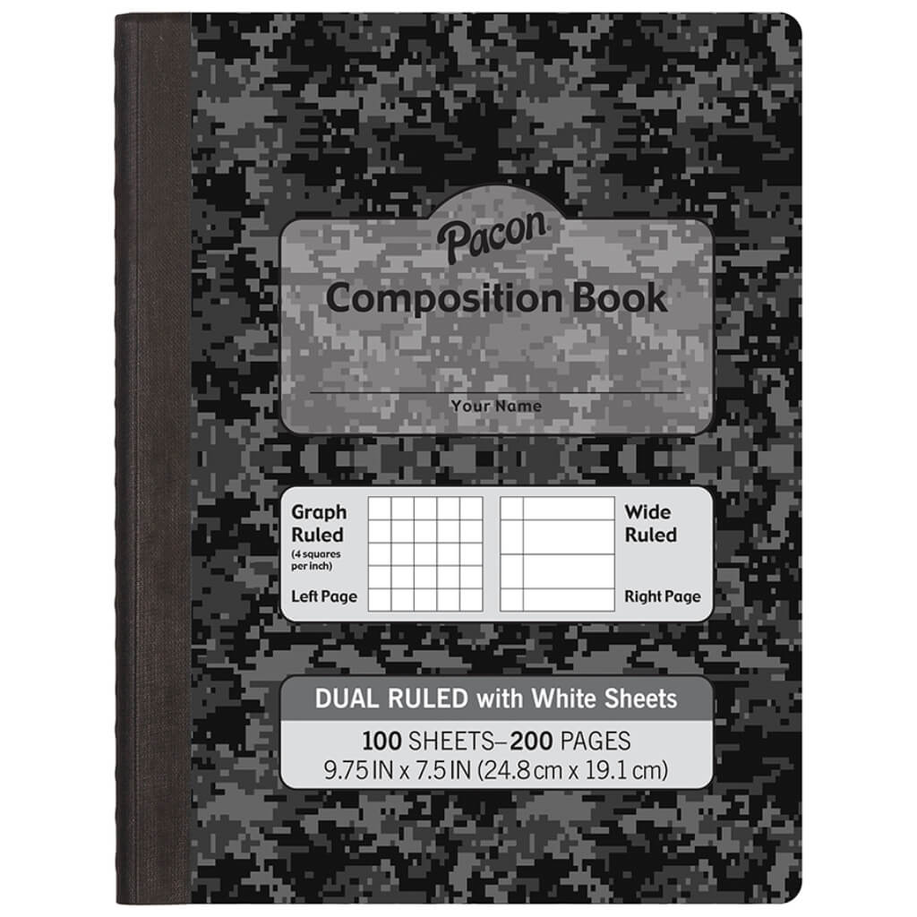 Dual Ruled Composition Book 9.75in x 7.5in White