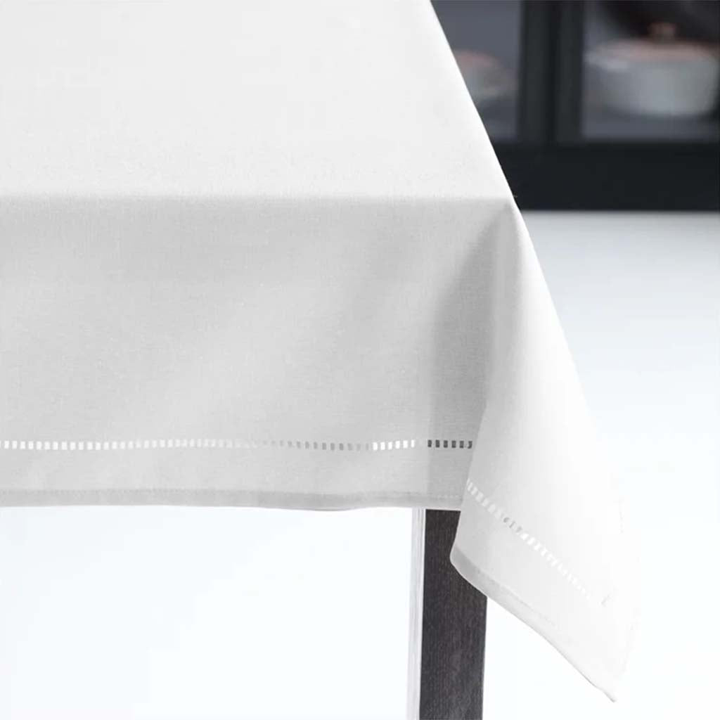 Hemstitch Table Cloth White, 60in x 90in