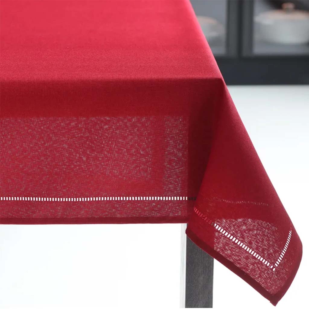 Hemstitch Table Cloth Red, 60in x 9in