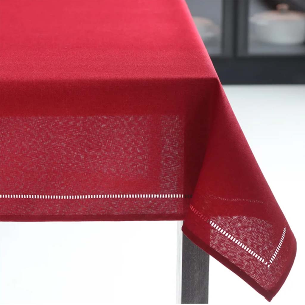 Hemstitch Table Cloth Red, 60in x 120in