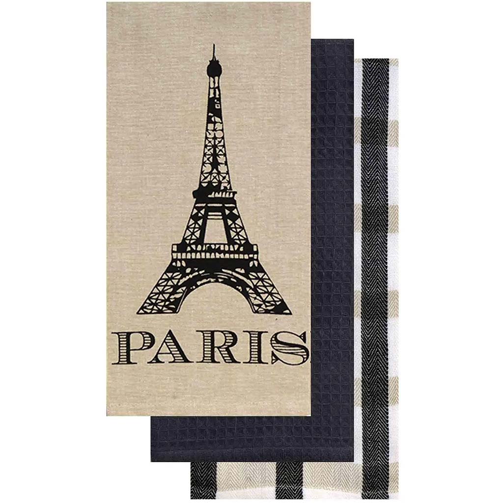 Paris Tea Towel Set of 3, 18in X 26in