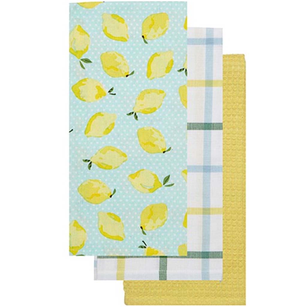 Lemon Kitchen Towel Set of 3 Yellow, 18in X 26in