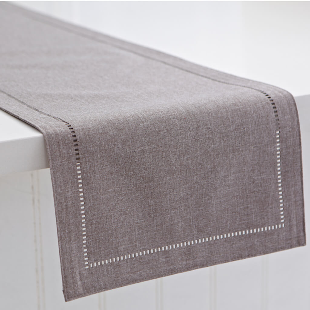 Linen Look Table Runner Gray, 14in X 72in