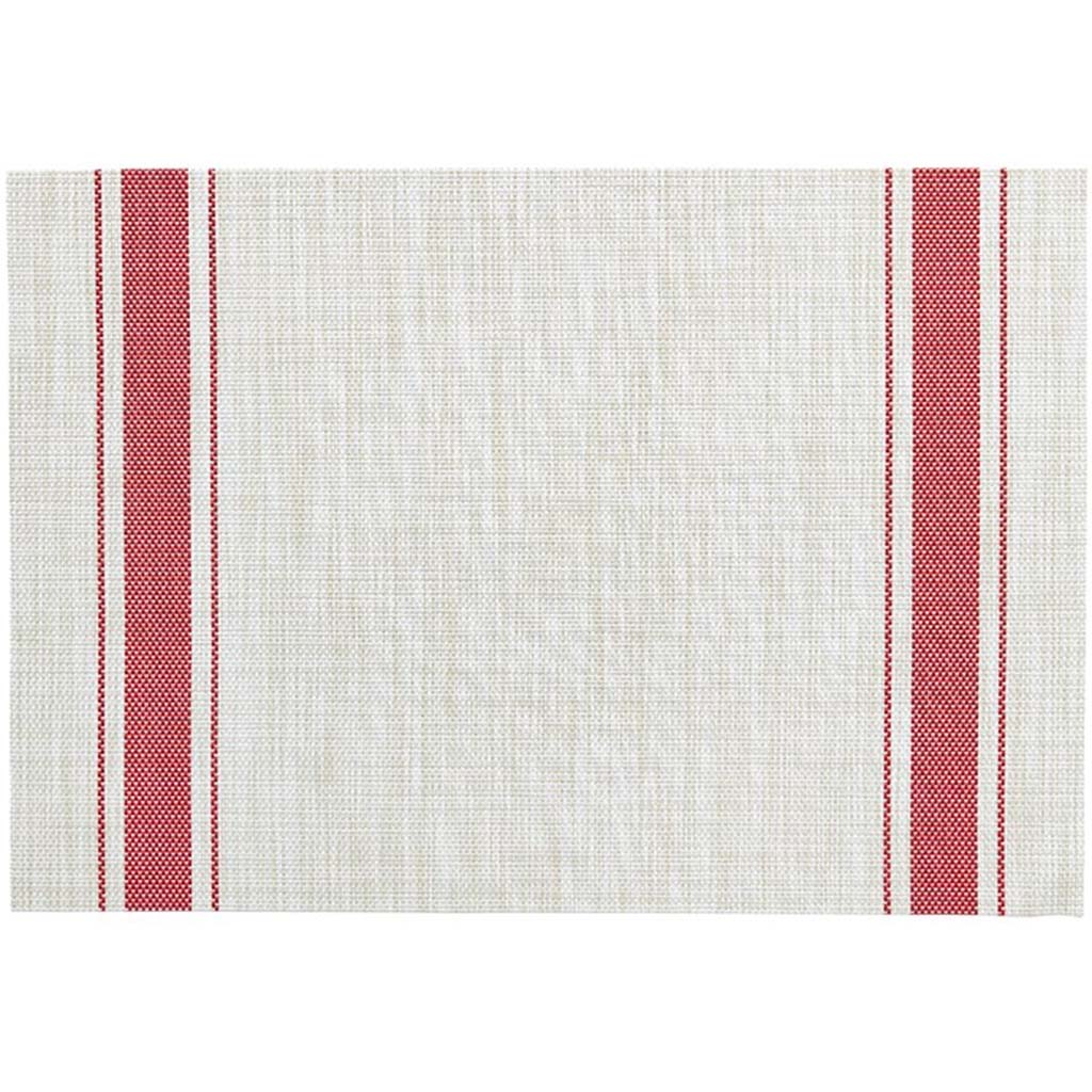 Bistro Stripe Vinyl Placemat Red, 13in X 19in