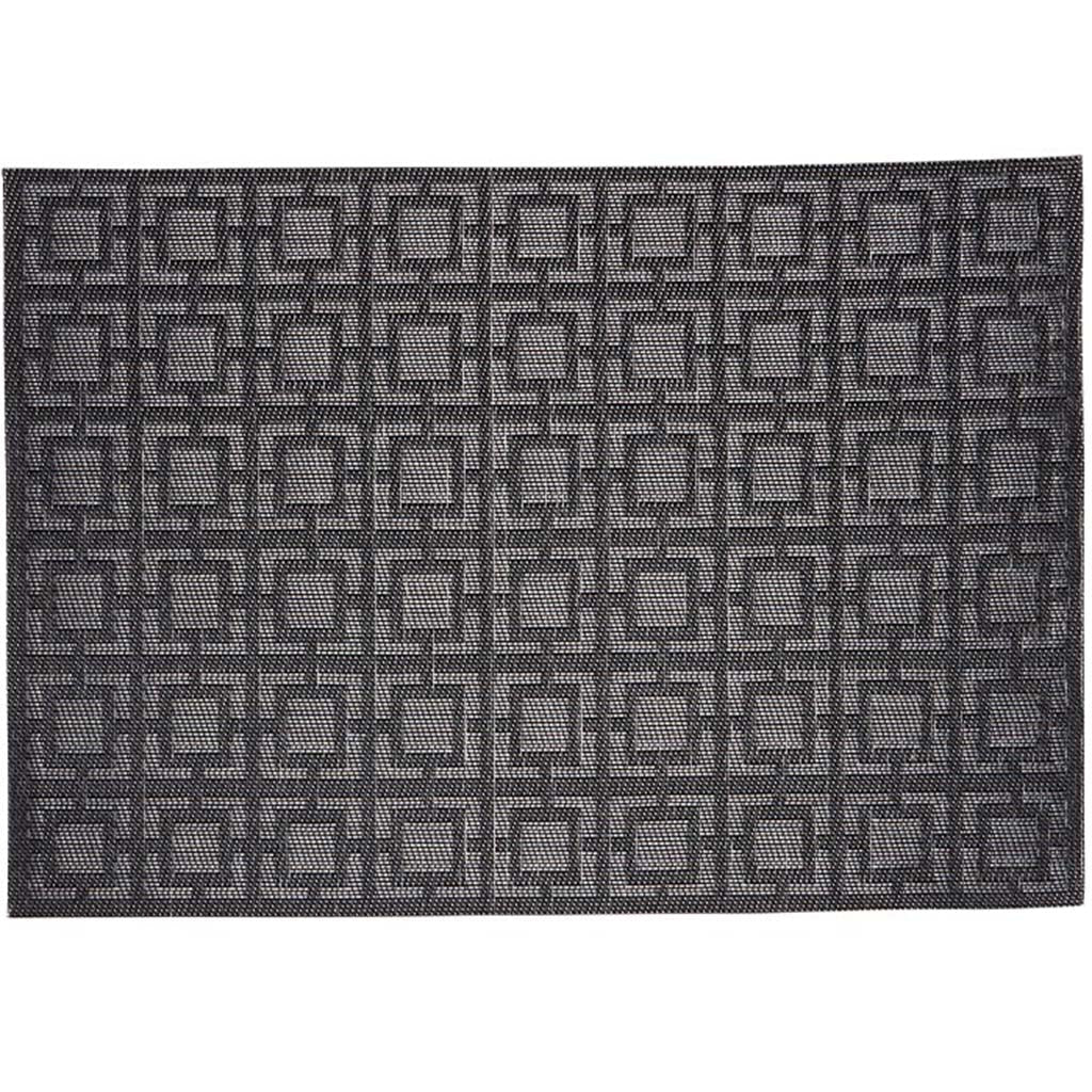 Squares Vinyl Placemat Black, 13in X 19in