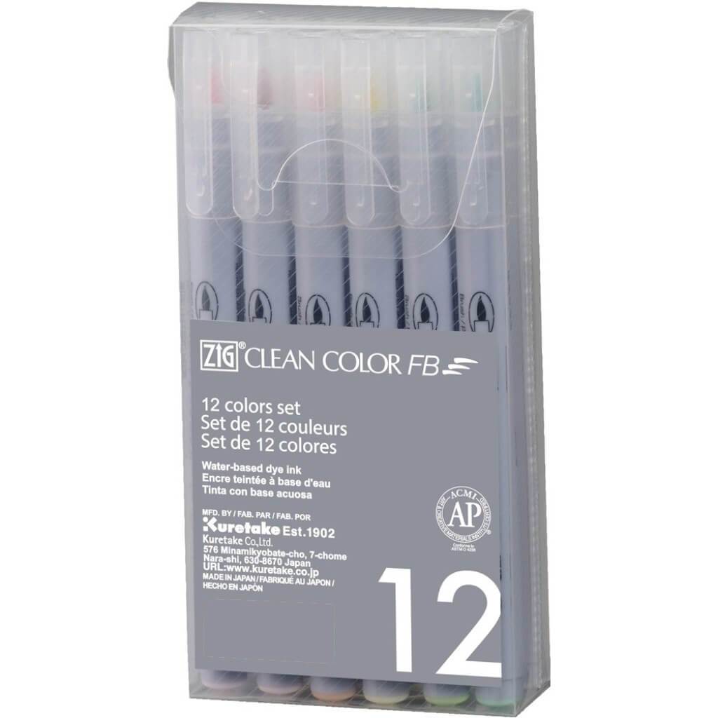 Zig Clean Color Brush Marker 12pcs Set - Bright