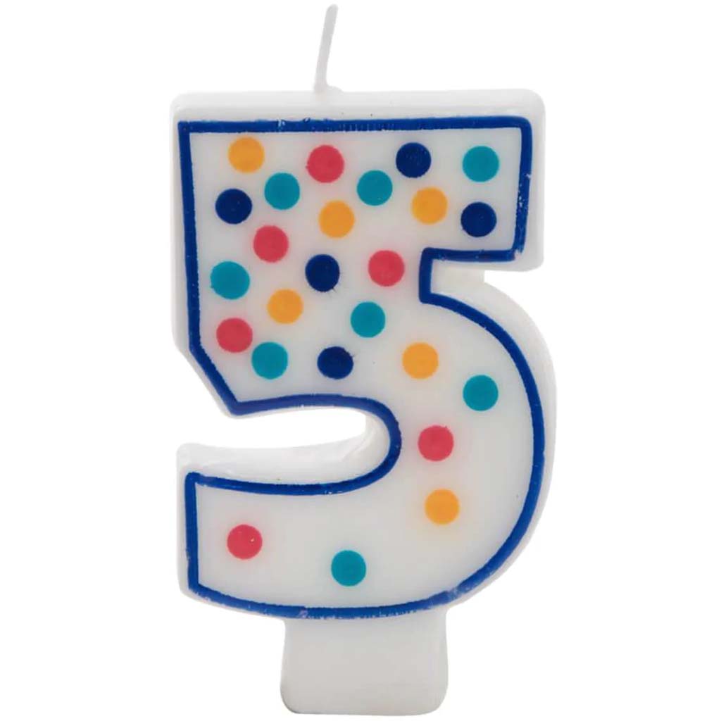 Birthday Candle Number 5 Polka Dot 