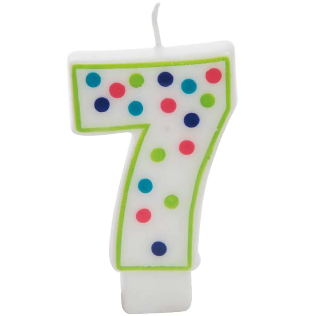 Birthday Candle Number 7 Polka Dot 