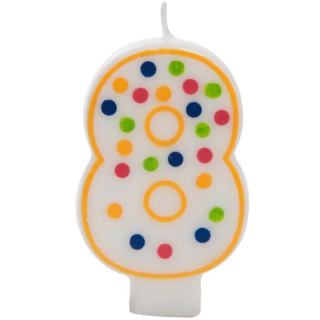 Birthday Candle Number 8 Polka Dot Birthday Candle 