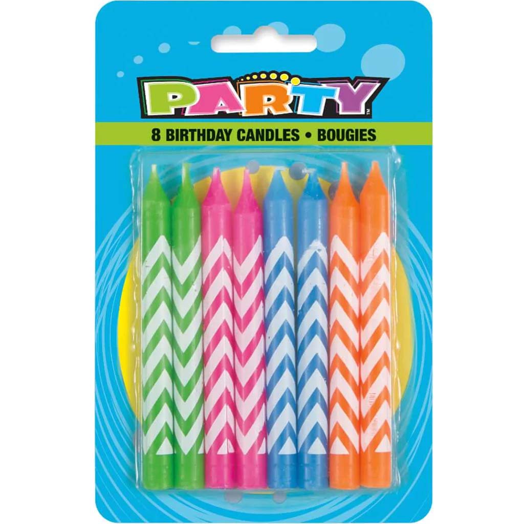 Chevron Birthday Candles - Assorted Colors, 8ct 