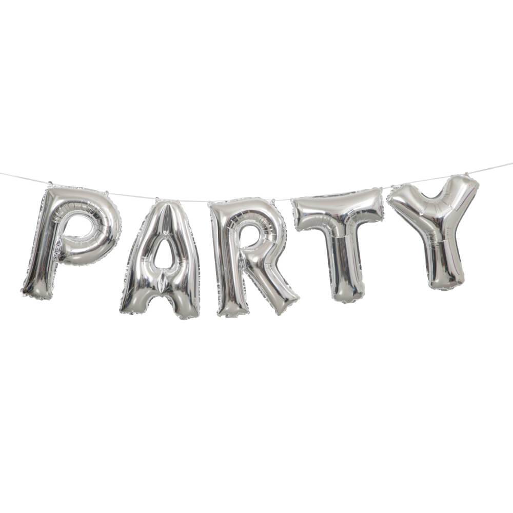 Foil Letter Balloon Banner Kit 14in, Silver Party 