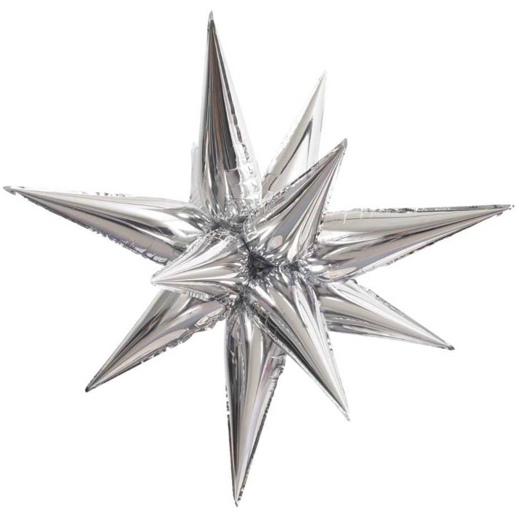 Silver 12 Point 3D Star Foil Balloon, 40in 