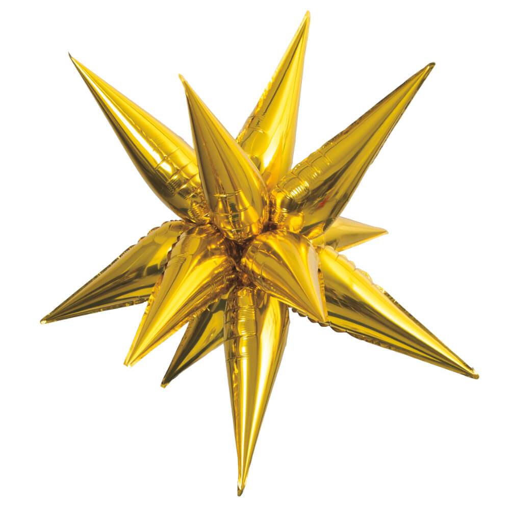 Gold 3D Star Air Filled Balloon