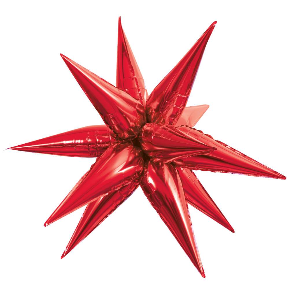 Red 12 Point 3D Star Foil Balloon, 40in 