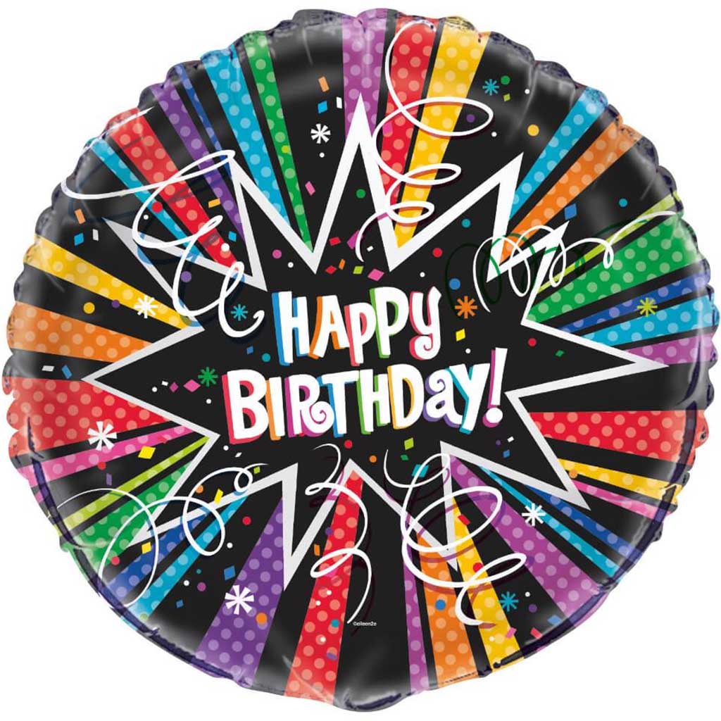 Rainbow Starburst Happy Birthday Foil Balloon, 18in 