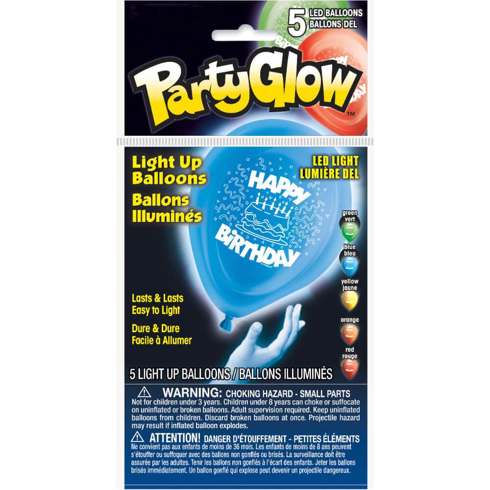 Happy Birthday Light Up Balloons, 5ct 