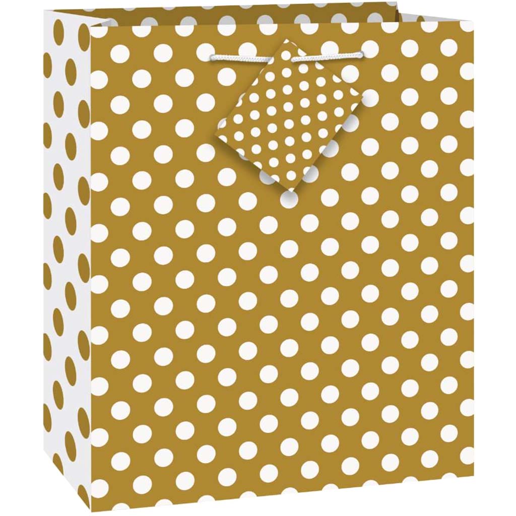 Gift Bag Medium, Gold Dots 