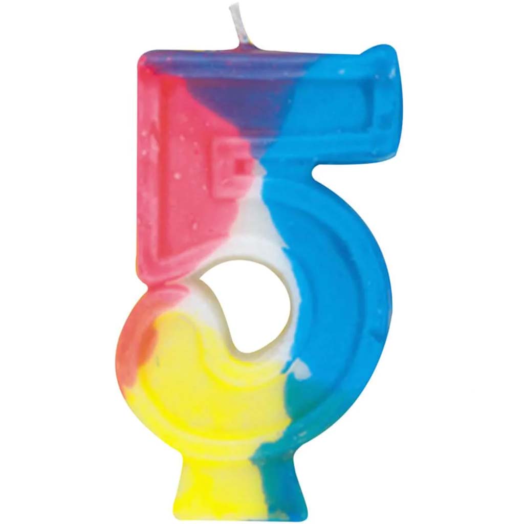 Birthday Candle Number 5 Rainbow 