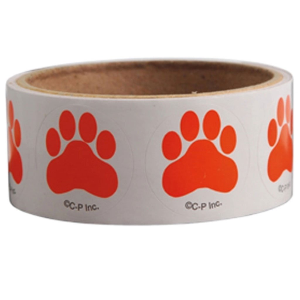 Orange Paw Print Sticker 100ct