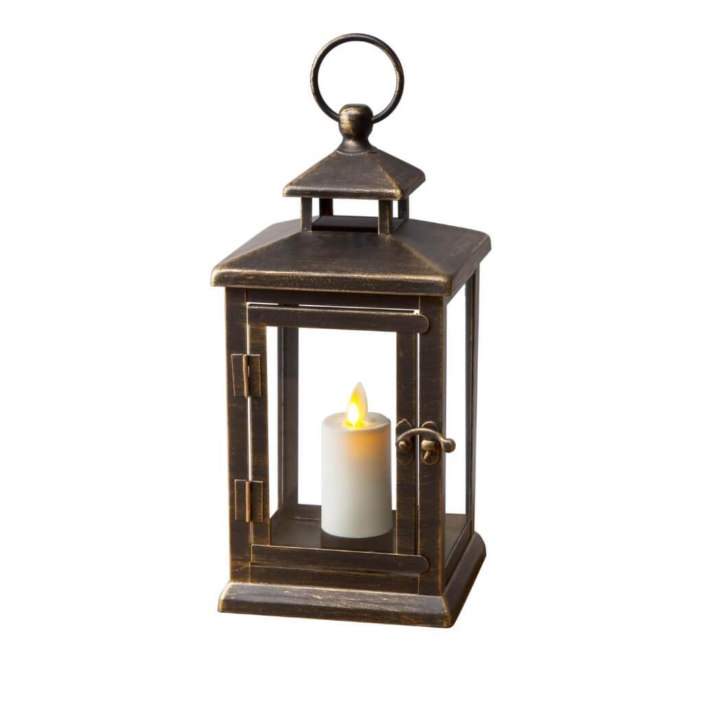 LANTERN W/FLAMELESS VOTIVE BLACK CANDLE 5.1875X11IN 