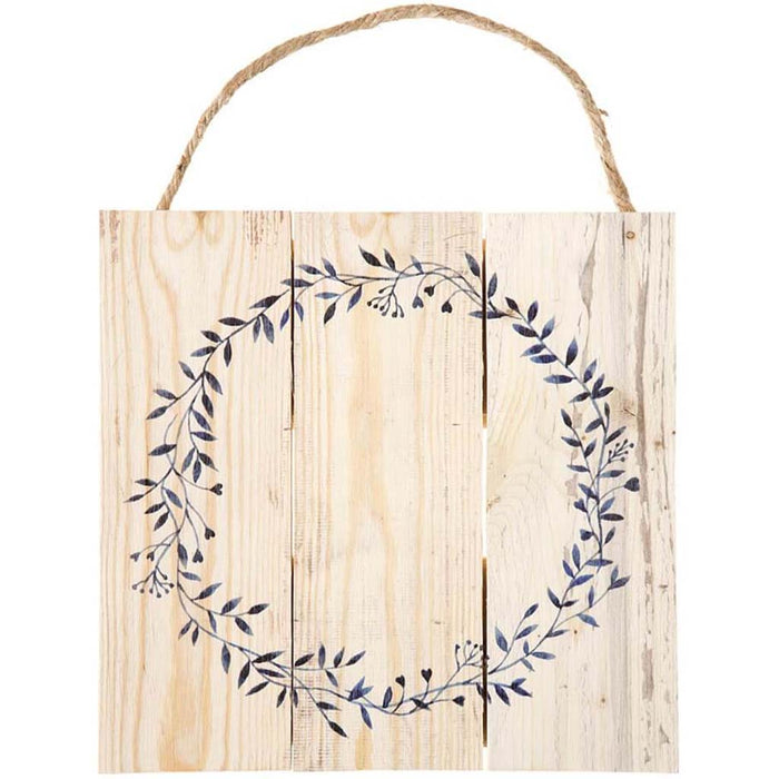 WOOD PALLET W JUTE & WREATH 10.5X10IN 