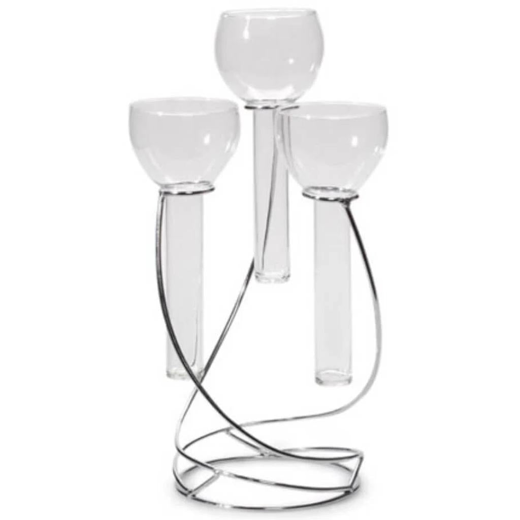 Victoria Lynn Triple Floating Glass Taper Holder Silver Stand