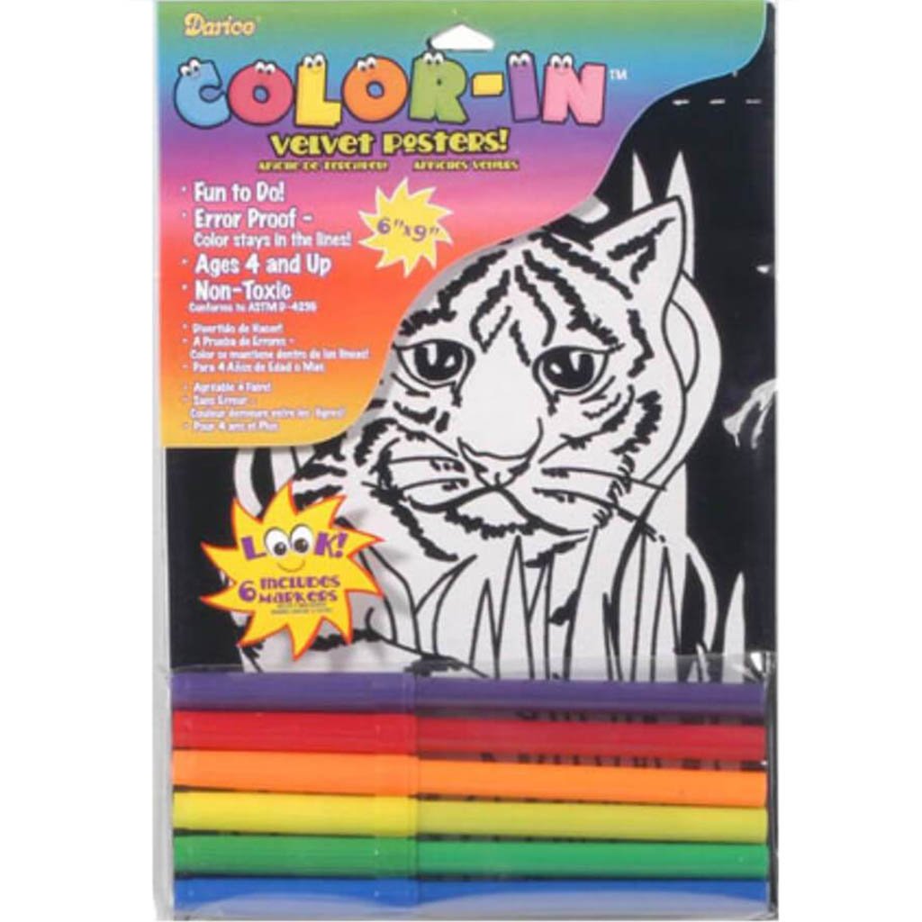 Velvet Color-In Poster Tiger Cub 6 x 9 inches 