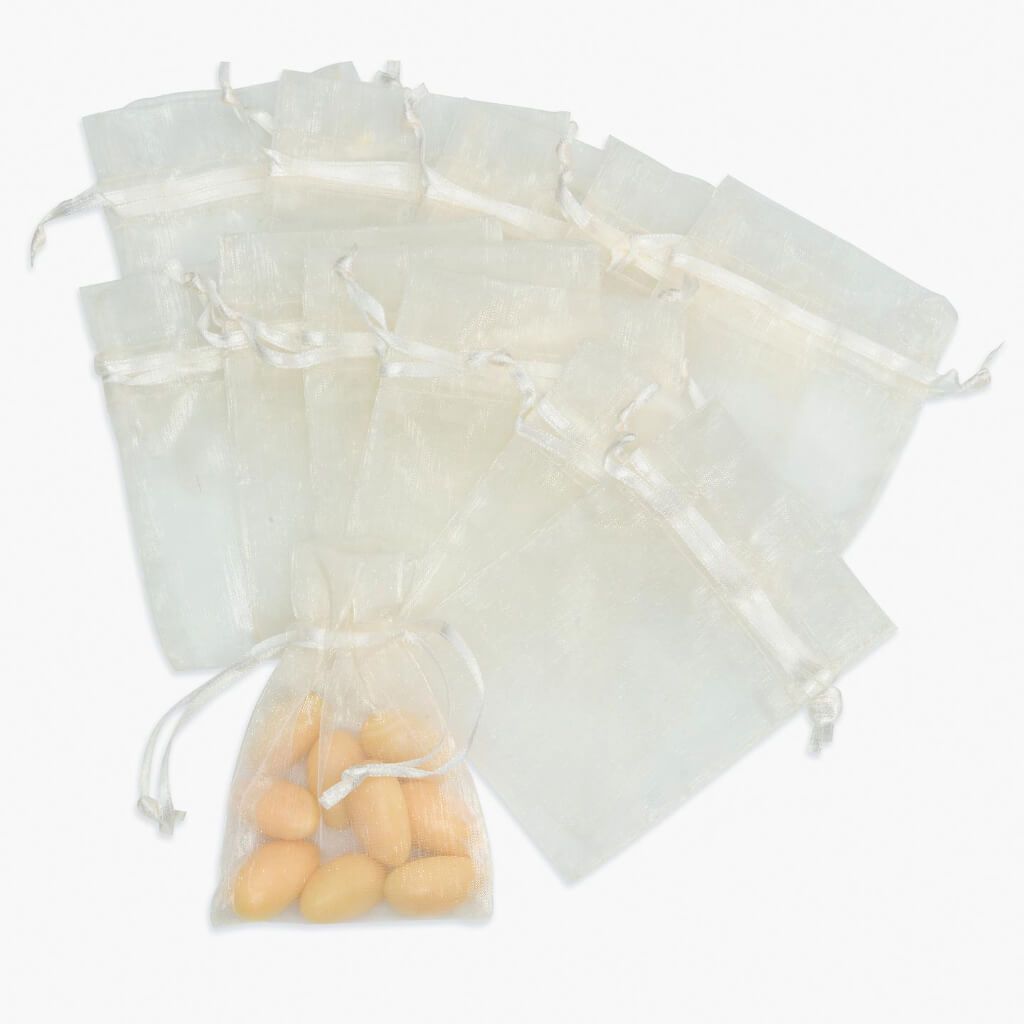 ORGANZA BAG 3X4 12PC IVORY 