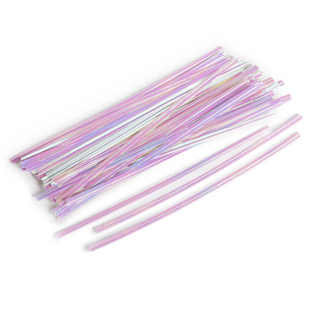 TWIST TIES 6IN 50PC IRIDESCENT WHITE 50PCS 6IN 