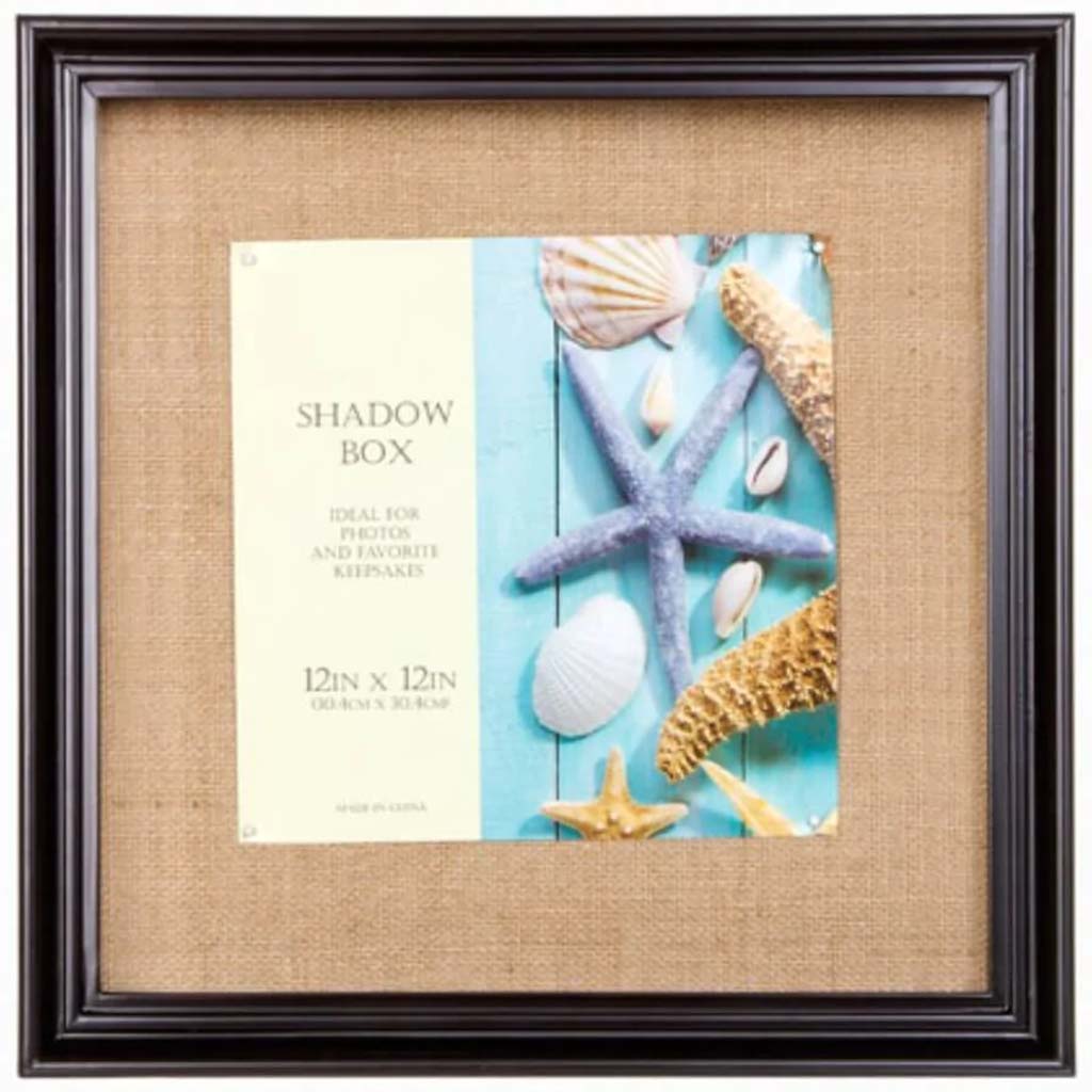 Shadowbox with Burlap Back Square Black 12 x 12 inches 