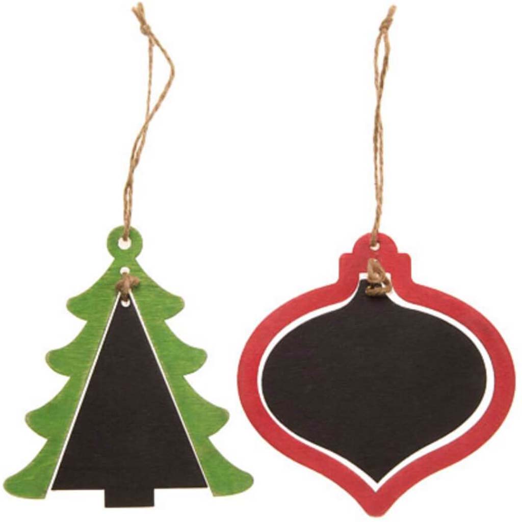 WOOD W/CHALKBOARD ORNAMENT TREE 