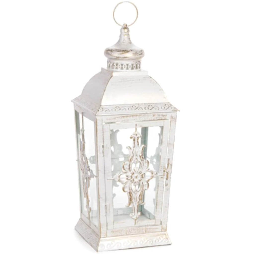 White Metal Lantern 17.7in 