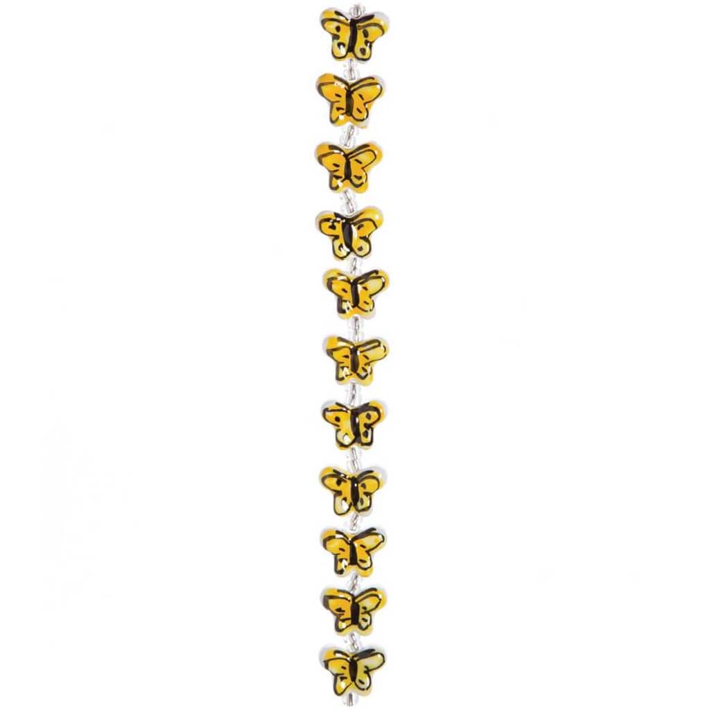 BEADS STRAND YELLOW BUTTERFLY 7IN 