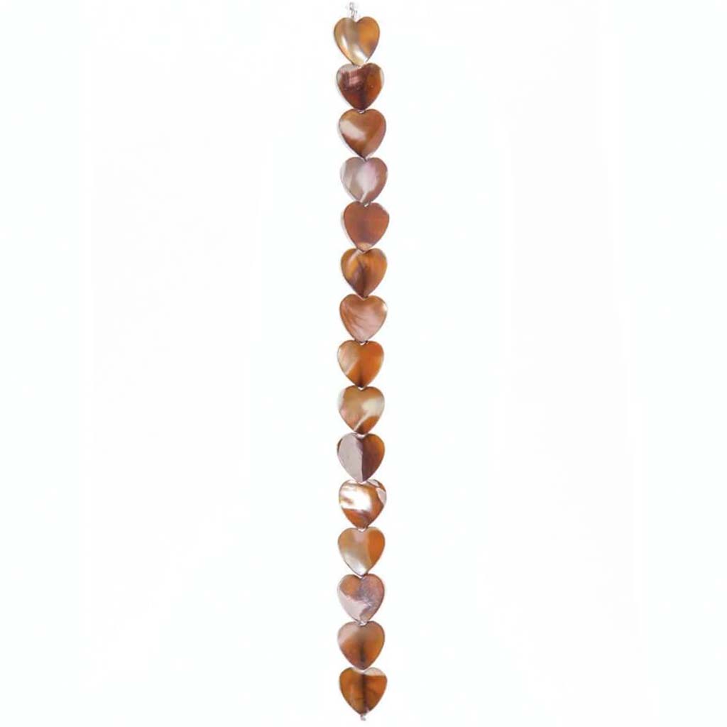 BEADS STRAND HEART MARBLE BROWN/ WHITE 