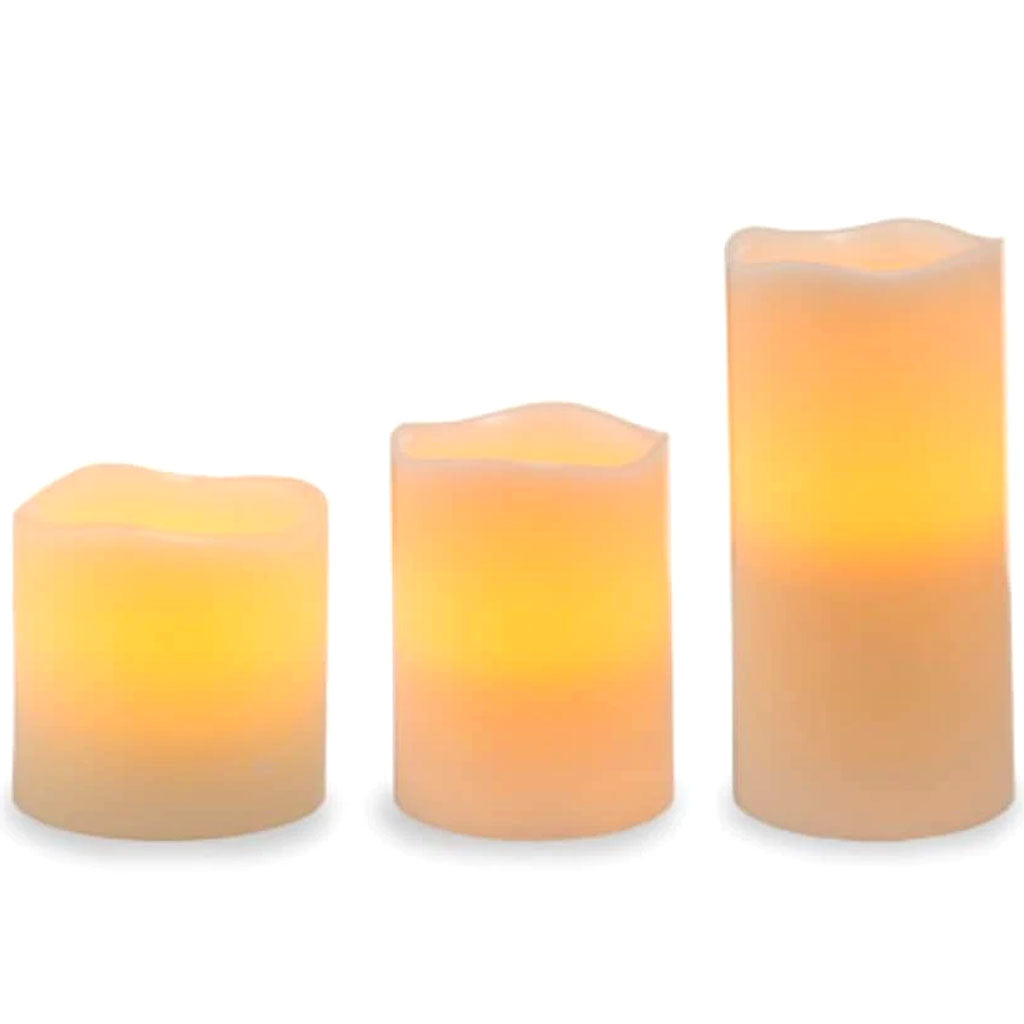 LED Candle Set Vanilla Scent Wax Pillar 3pcs 