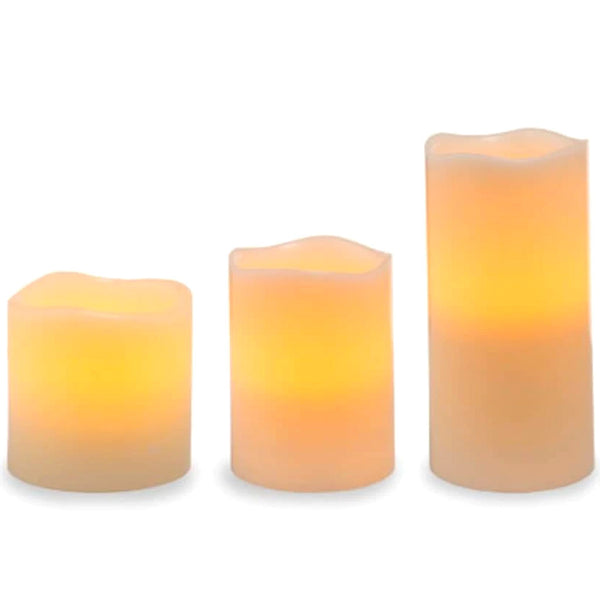 Buy LED Candle Set Vanilla Scent Wax Pillar 3pcs for 184.0 AED Online