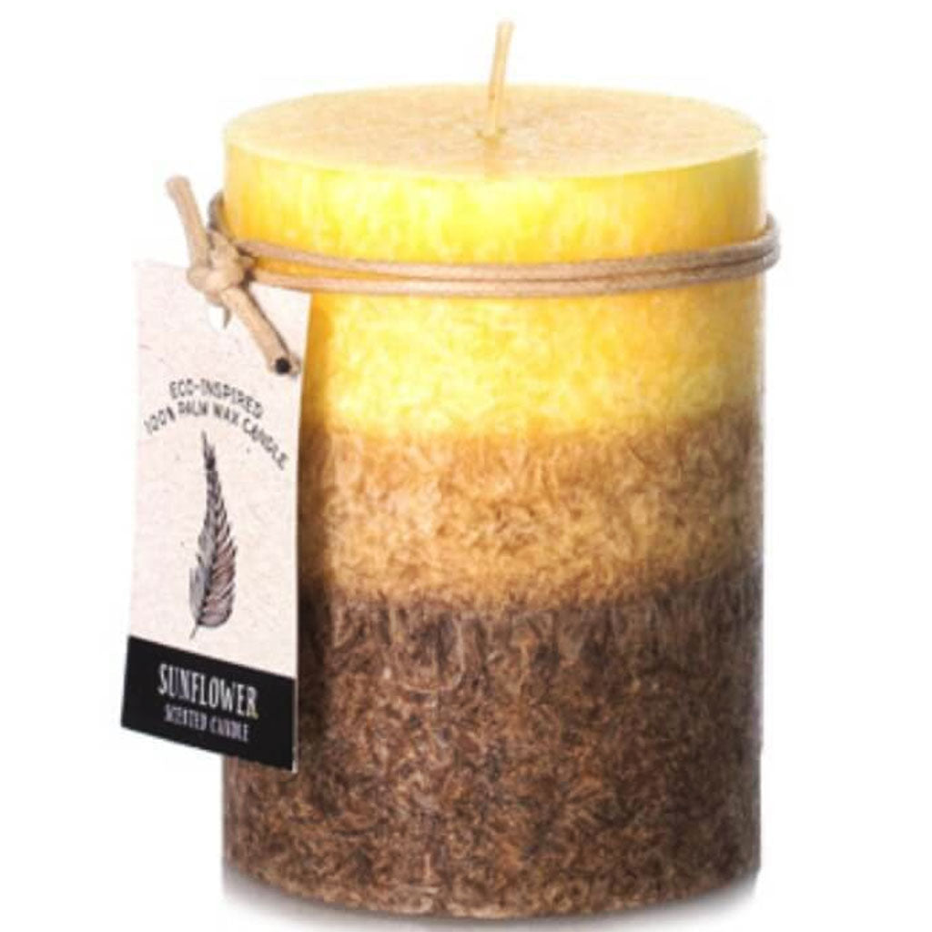 Dynamic Collections Sunflower Scented Layer Pillar Candles: 3 x 4 inches