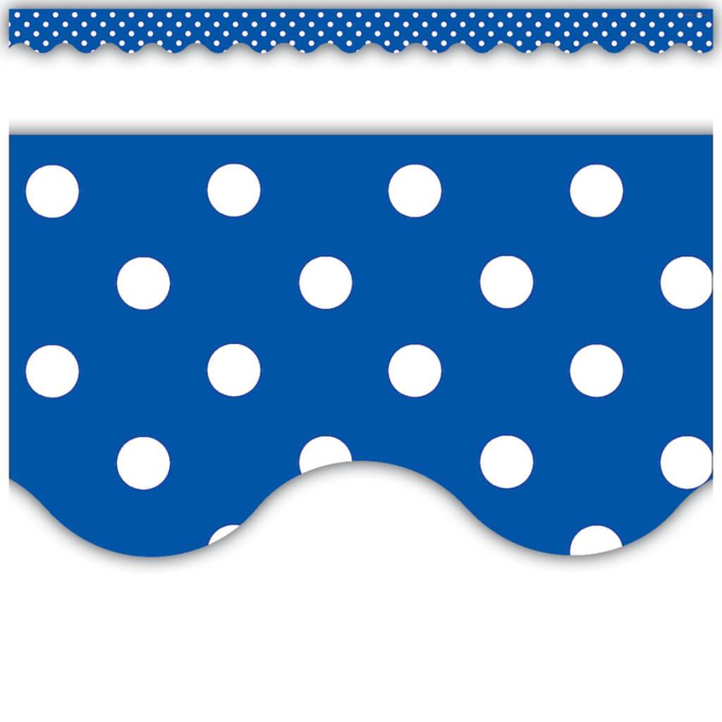 Border Mini Polka Dots Blue Scallloped 