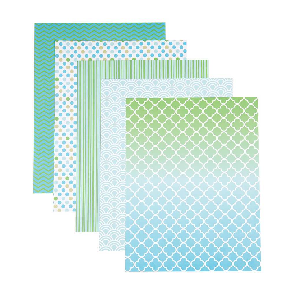 CARDSTOCK PRINTED PAPER 25PCS MINTY FRESH PRINTS 8.5X11IN 