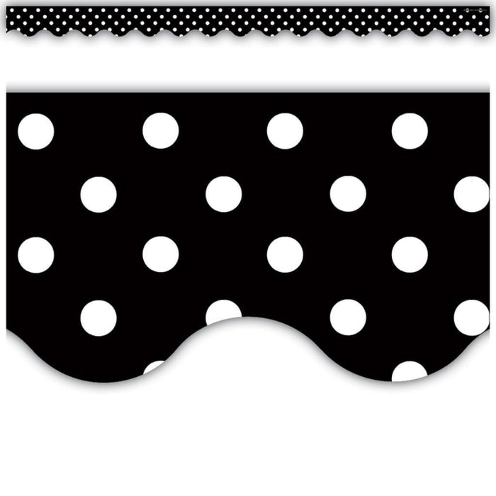 Black Mini Polka Dots Scalloped Border 